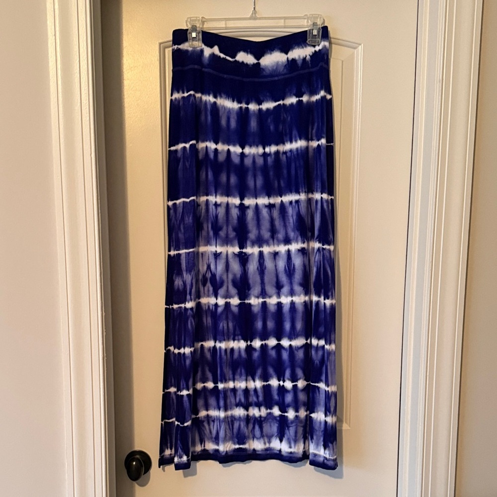 Tie-Dye Navy and White Maxi Skirt